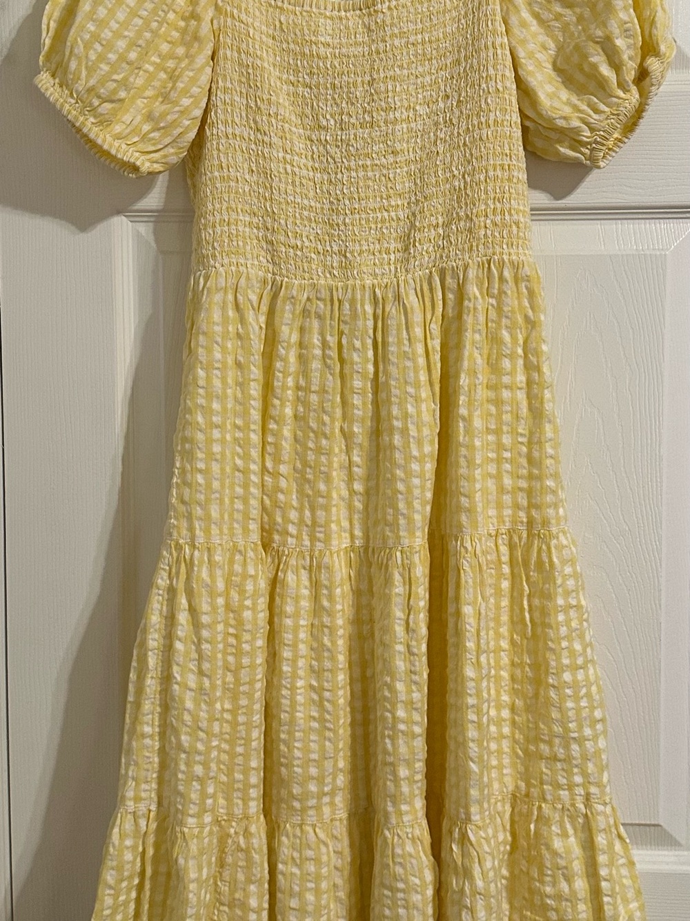 Sunlit Smocked Tiered Midi Dress in Yellow